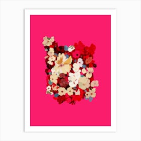 Flowers On A Pink Background "Floral Symphony" Art Print