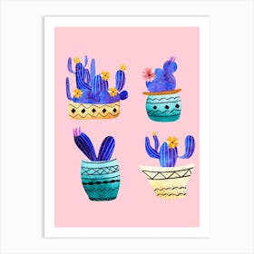 4 Cute Cactus Art Print
