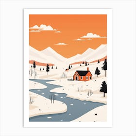 Retro Winter Illustration Iceland 2 Art Print