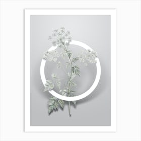 Vintage Hemlock Flowers Minimalist Flower Geometric Circle on Soft Gray Art Print