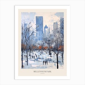 Winter City Park Poster Millennium Park Chicago 4 Art Print