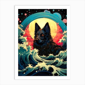 Dog In The Waves Art Print