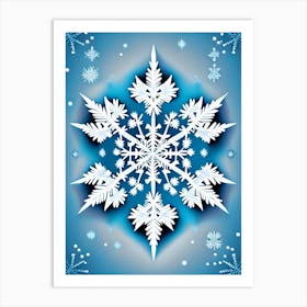 Winter Snowflake Pattern, Snowflakes, Retro Drawing 1 Art Print