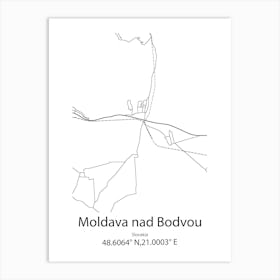 Moldava Nad Bodvou,Slovakia Minimalist Map Art Print