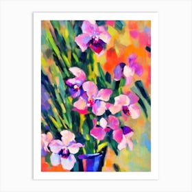 Orchid Floral Abstract Block Colour 2 Flower Art Print