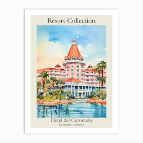 Poster Of Hotel Del Coronado   Coronado, California   Resort Collection Storybook Illustration 3 Art Print