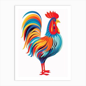 Colourful Geometric Bird Rooster 4 Art Print