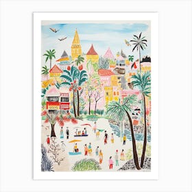 Jakarta, Dreamy Storybook Illustration 4 Art Print