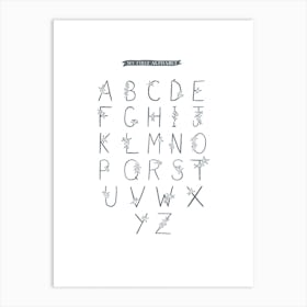 My First Alphabet Floral Navy Art Print