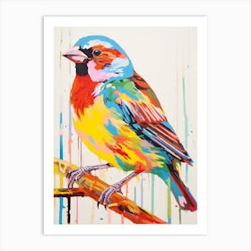 Colourful Bird Painting House Sparrow 1 Art Print