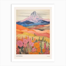 Cotopaxi Ecuador 2 Colourful Mountain Illustration Poster Art Print