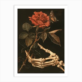 Skeleton And Rose Art Print