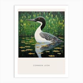 Ohara Koson Inspired Bird Painting Common Loon 4 Poster Art Print