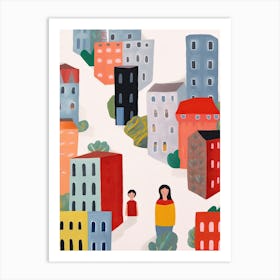 San Francisco, California Scene, Tiny People And Illustration 8 Art Print