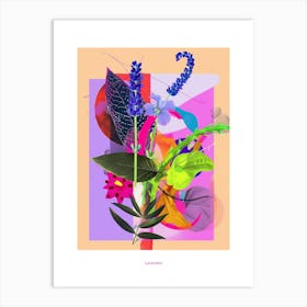 Lavender 3 Neon Flower Collage Poster Art Print