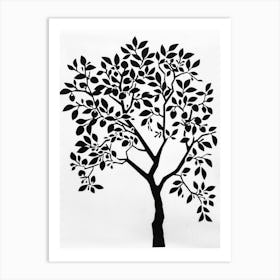 Plum Tree Simple Geometric Nature Stencil 2 Art Print