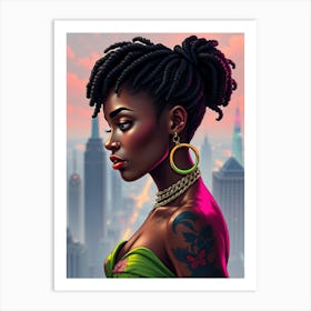 Black Girl With Tattoos 1 Art Print