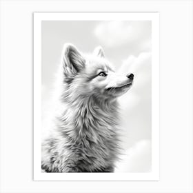 Arctic Fox Cinematic Pencil Drawing 4 Art Print