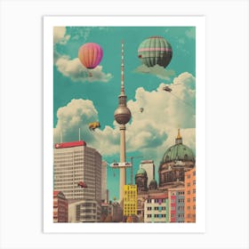 Berlin   Retro Collage Style 3 Art Print