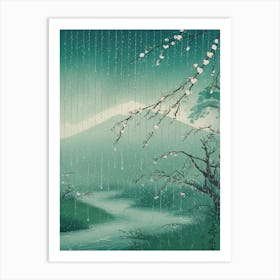 Cherry Blossoms In The Rain 1 Art Print