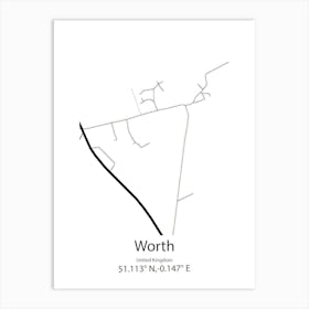 Worth Am Rhein,Germany Minimalist Map Art Print