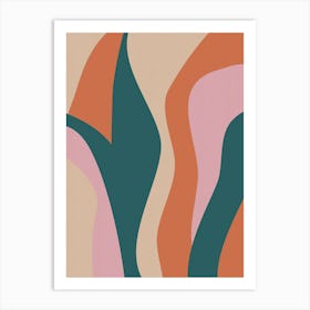 Modern Abstract Lines in Burnt Orange and Teal Art Print
