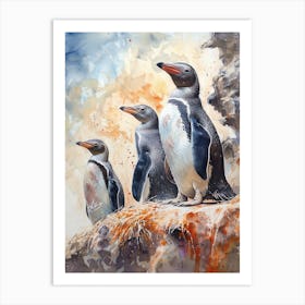 Humboldt Penguin Zavodovski Island Watercolour Painting 2 Art Print