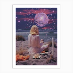 Picnic On The Beach Cosmic Stardust Art Print