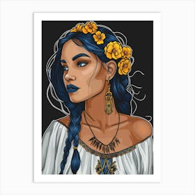 Blue Haired Woman 5 Art Print