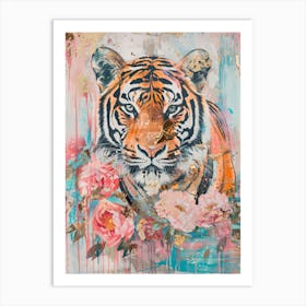 Tiger And Roses 1 Art Print