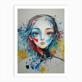 Girl With Paint Splatters 2 Art Print