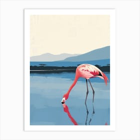 Greater Flamingo Lake Manyara Tanzania Tropical Illustration 4 Art Print