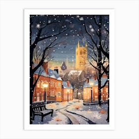 Winter Travel Night Illustration St Andrews United Kingdom 2 Art Print