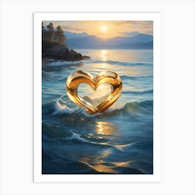 Gold Heart In The Sea Art Print