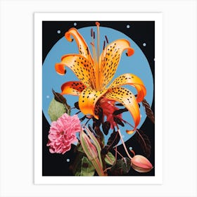 Surreal Florals Gloriosa Lily 3 Flower Painting Art Print