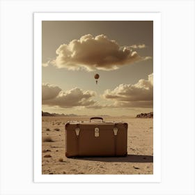 Suitcase In The Desert Art Print