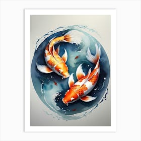 Koi Fish Yin Yang Painting (15) Art Print