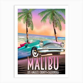 Malibu Los Angeles travel poster Art Print