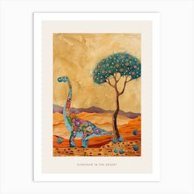 Colourful Dinosaur In The Desert Painting 1 Poster Art Print