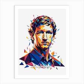 Mark Zuckerberg 02 Portrait WPAP Pop Art Art Print