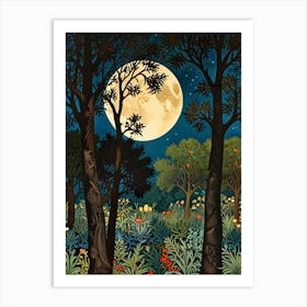 William Morris Moonlight In The Forest 100 Art Print