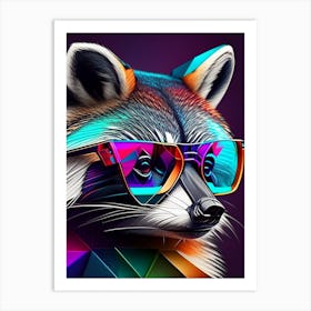Raccoon Wearing Glasses Modern Geometric 2 Art Print