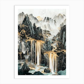 Tatra Mountains Golden Peaks - Metallic Mysticism Art Print