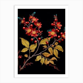 Witch Hazel 3 William Morris Style Winter Florals Art Print