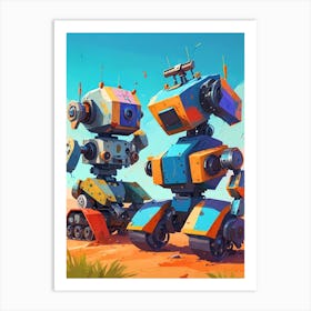 Robots In The Desert Art Print