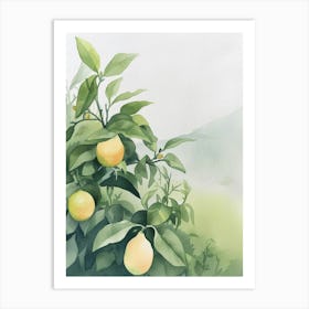 Lemon Tree Atmospheric Watercolour Painting 2 Art Print
