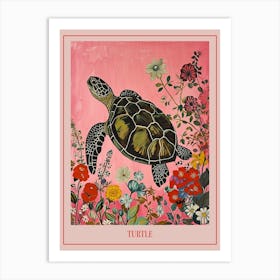 Floral Animal Painting Turtle 1 Poster Art Print