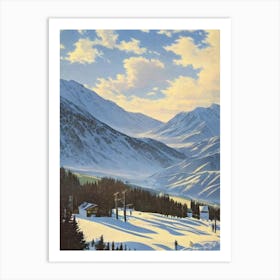 Coronet Peak, New Zealand Ski Resort Vintage Landscape 1 Skiing Poster Art Print