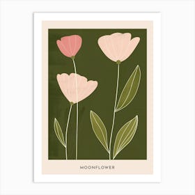 Pink & Green Moonflower 3 Flower Poster Art Print