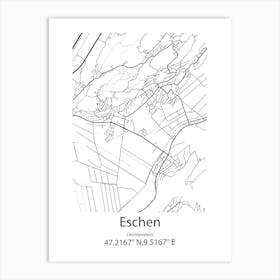 Eschen,Liechtenstein Minimalist Map Art Print